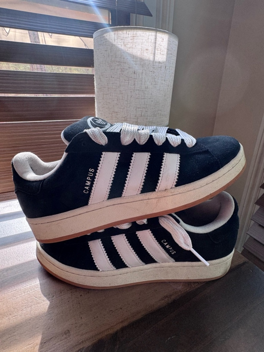 adidas Campus Suede Sneaker - Black & White with Gum Sole-price firm - Picture 3 of 11